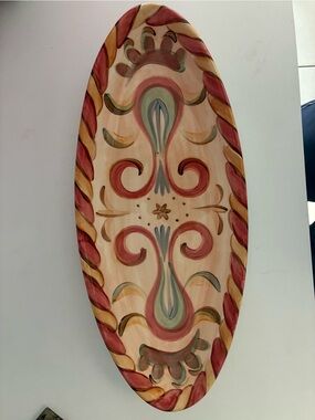 Vicki Carroll Hand-Painted Oval Decorative Ceramic Platter 21”x 9” Signed 2000